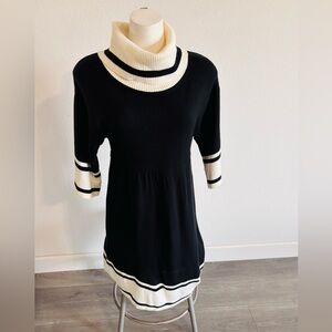 Maggy London Black and Cream Knit Dress